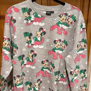 LG Mickey & Friends Holiday Crewneck — Gray Pink Green